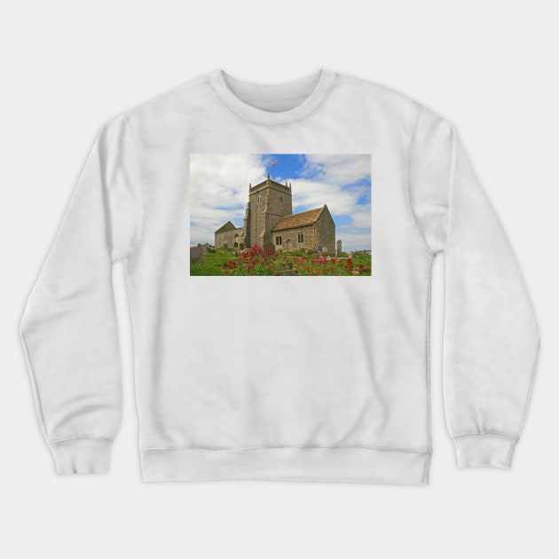 The Church of St Nicholas, Uphill Crewneck Sweatshirt by RedHillDigital